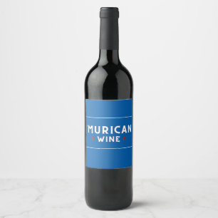 Rótulo De Garrafa De Cerveja "Vinho Muricano (Azul) - 4 de julho Rótulo do Vinh