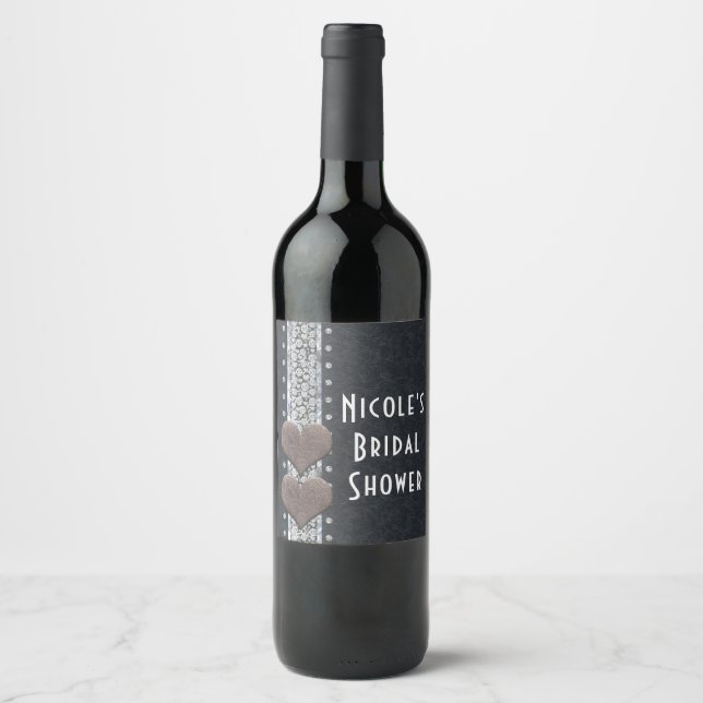 Rótulo De Garrafa De Cerveja Vinho Negro Glam Ocidental Couro e Diamantes (Frente)