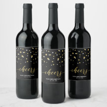 Vinho para Festa de Aniversário Moderna Dourada e
