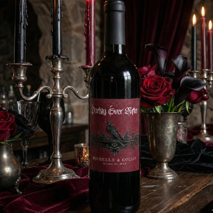 Rótulo De Garrafa De Cerveja Vinho Preto Corvo Gótico Casamento Escuro Para Sem