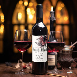 Rótulo De Garrafa De Cerveja Vinho tinto gótico fresco de sangue fresco