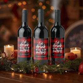 Rótulo De Garrafa De Cerveja Vinho Tinto Xadrez Buffalo “Coma, Beba & Alegre-se