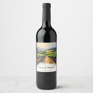 Rótulo De Garrafa De Cerveja Vinícola Pôr do Sol Toscano