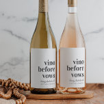 Rótulo De Garrafa De Cerveja Vino Antes da Vows Festa de solteira do País do Vi<br><div class="desc">Faça a festa começar no seu final de semana da despedida de solteira do país de vinho com essas lindas etiquetas de vinho personalizadas. Design apresenta "vino antes de votos" em letras clássicas suaves pretas com o seu evento ou nome de ocasião por baixo em script cursivo manuscrito. Personalize com...</div>