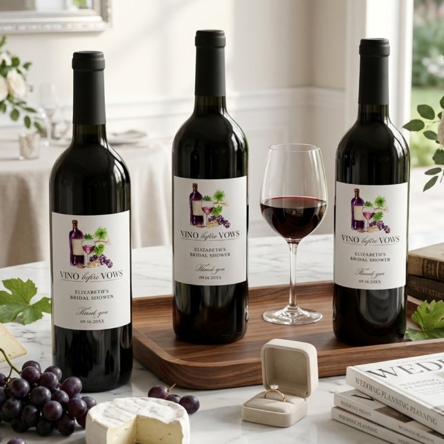 Rótulo De Garrafa De Cerveja Vino Before Vows Bridal Shower Wine Thank you (Criador carregado)