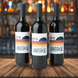 Rótulo De Garrafa De Cerveja Vintage 1979 Retro Stripe Sun