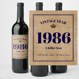 Rótulo De Garrafa De Cerveja Vintage 1986 – A Killer Year | 40th Birthday Wine 