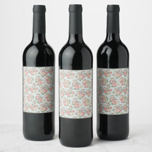 Rótulo De Garrafa De Cerveja Vintage Azul e Rosa Coquette Querubim Rosa Toile 