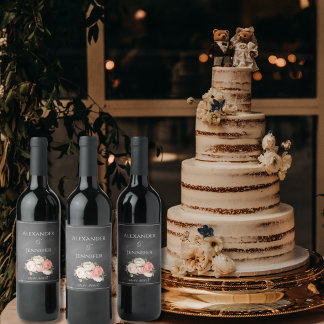 Rótulo De Garrafa De Cerveja Vintage Chalkboard Boho Floral wedding