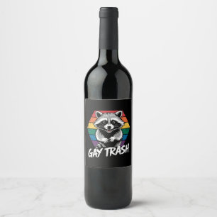 Rótulo De Garrafa De Cerveja Vintage do Orgulho LGBTQ de gay Trash Raccoon