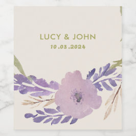 Rótulo De Garrafa De Cerveja Vintage Floral Wreath Wedding Favor Tags Lavanda