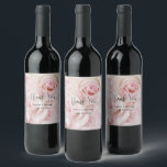 Rótulo De Garrafa De Cerveja Vintage Pink Roses Elegante Buquê Obrigado<br><div class="desc">Etiquetas com fotografia de um buquê de rosas cor-de-rosa. Vintage elegance.</div>