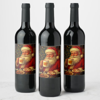 Rótulo De Garrafa De Cerveja Vintage Santa Christmas Wine Bottle Label 