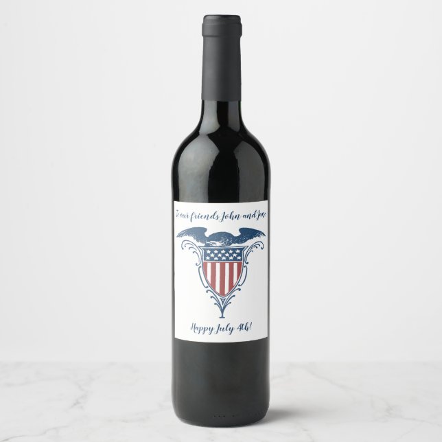 Rótulo De Garrafa De Cerveja Vintage Shield Red White Blue American Eagers (Frente)