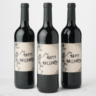 Rótulo De Garrafa De Cerveja Vintage Skeletons Spider Adult Halloween