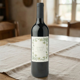 Rótulo De Garrafa De Cerveja Vintage style Art Nouveau Botanical Wedding