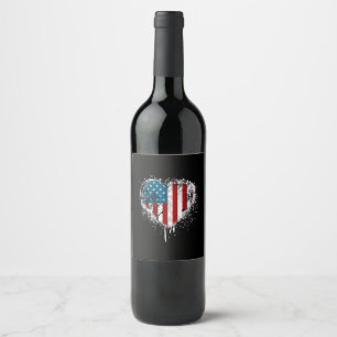 Rótulo De Garrafa De Cerveja Vintage USA Heart 4 de julho Patriotic American F