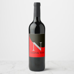 Rótulo De Garrafa De Cerveja Vintage Vermelho e Preto Monograma Abstrato