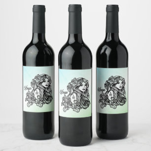 Rótulo De Garrafa De Cerveja Virgem Zodíaco Verde