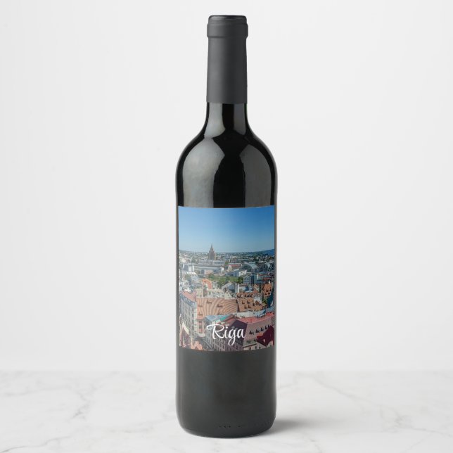 Rótulo De Garrafa De Cerveja Vista da cidade antiga de Riga de cima (Frente)