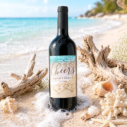 Rótulo De Garrafa De Cerveja Vivas Ondas do Oceano Azul Casamento Tropical na P