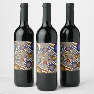 Rótulo De Garrafa De Cerveja Voando, Arte Fractal Moderna Abstrato Colorida