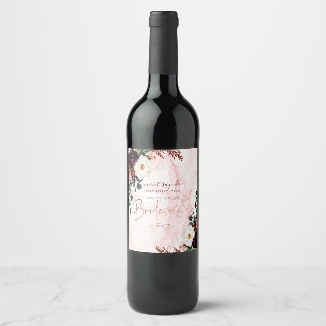 Rótulo De Garrafa De Cerveja Você É A Bridesmaid Marble Blush Burgundy Flowers? (Frente)