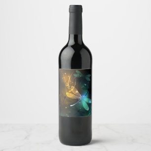 Rótulo De Garrafa De Cerveja Voo luminoso verde de libélula