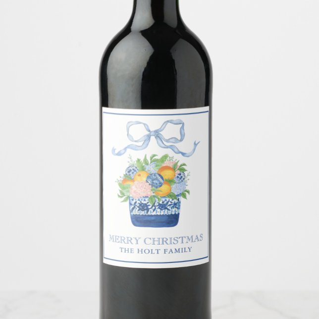Rótulo De Garrafa De Cerveja Watercolor Chinoiserie Mandarins Natal (Criador carregado)