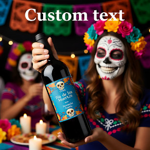 Rótulo De Garrafa De Cerveja 💀 🎉 Watercolor estilo Día de Muertos Party