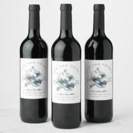 Rótulo De Garrafa De Cerveja Watercolor Winter Florals Obrigado Casamento Nomin