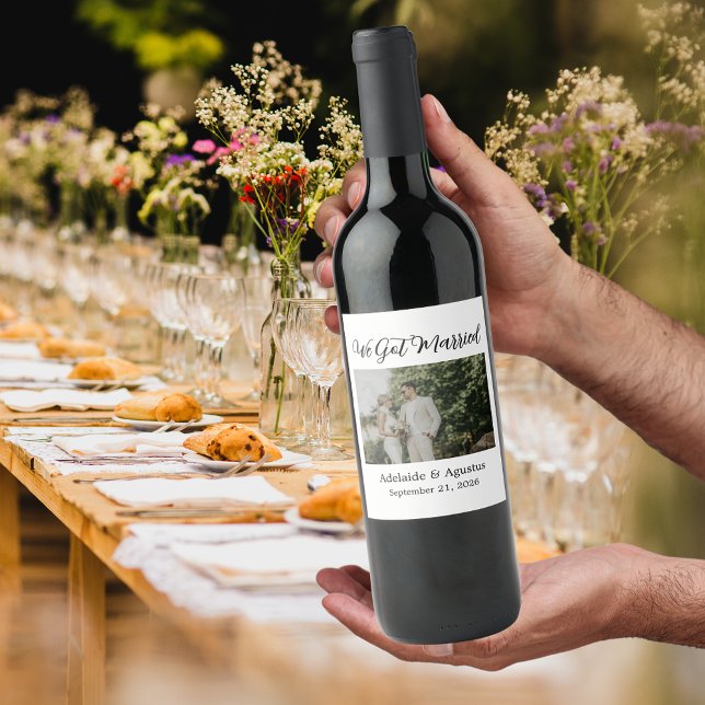 Rótulo De Garrafa De Cerveja We Got Married Photo Food and Beverage Label Set (Criador carregado)