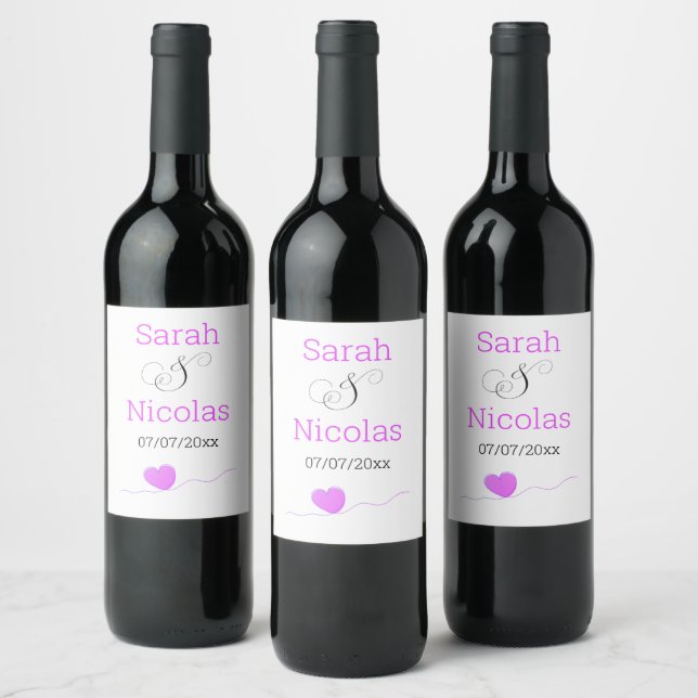 Rótulo De Garrafa De Cerveja Wedding wine label personalized minimalist  (Garrafas)