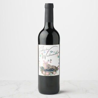 Rótulo De Garrafa De Cerveja Weinetikette , Weihnachtsmotiv mit Pferd