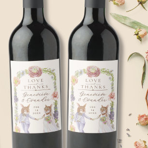 Rótulo De Garrafa De Cerveja Whimsical Boho Bunny Rabbit Amor Casamento Floral