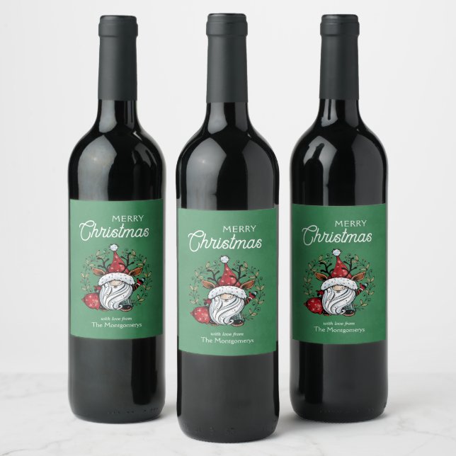 Rótulo De Garrafa De Cerveja Whimsical Christmas Gnomo (Garrafas)