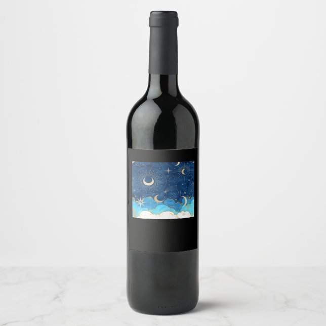 Rótulo De Garrafa De Cerveja Whimsigoth Clouds Sun Moon Witchy Classic (Frente)