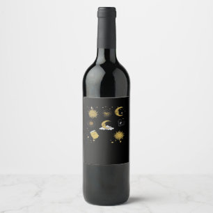 Rótulo De Garrafa De Cerveja Whimsigoth Sun Moon Witchy Classic