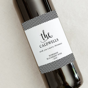 Rótulo De Garrafa De Cerveja White Christmas caseiro de Herringbone tradicional