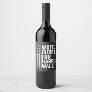 Rótulo De Garrafa De Cerveja White Dudes Para Harris Walz American Flag Electio