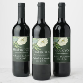 Rótulo De Garrafa De Cerveja White Floral Personalizado E Emerald Green Obrigad