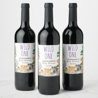 Rótulo De Garrafa De Cerveja WILD ONE Jungle Safari Animal Chá de fraldas