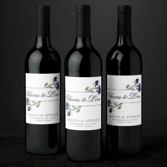 Rótulo De Garrafa De Cerveja Wildbloom | Casamento de Jardim Boêmico Azul Cláss (Criador carregado)