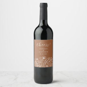 Rótulo De Garrafa De Cerveja Wildflower Boho Burnt Orange Wedding
