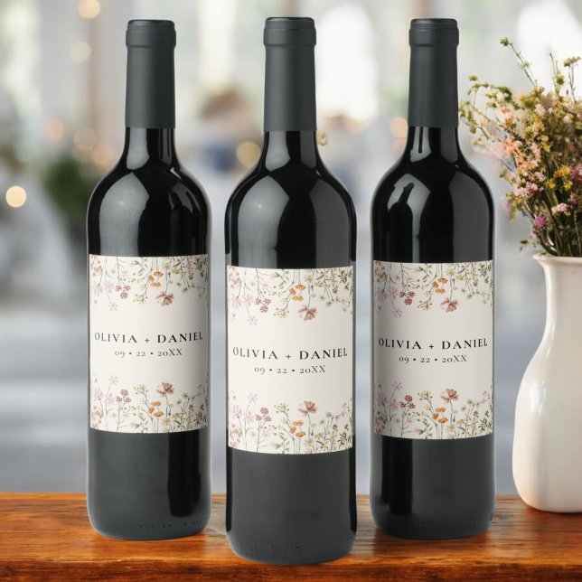 Rótulo De Garrafa De Cerveja Wildflower Boho Chic Terracotta Neutral Weding (Criador carregado)