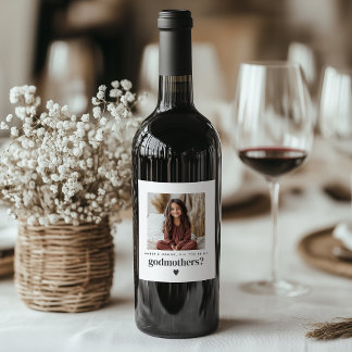 Rótulo De Garrafa De Cerveja Will You Be My Godmothers Photo Proposal