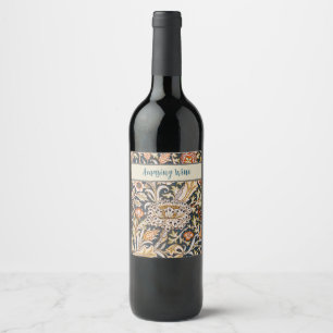 Rótulo De Garrafa De Cerveja William Morris Vintage Trent Azul Padrão Floral