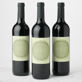 Rótulo De Garrafa De Cerveja Wreath Verde Elegante Personalizada