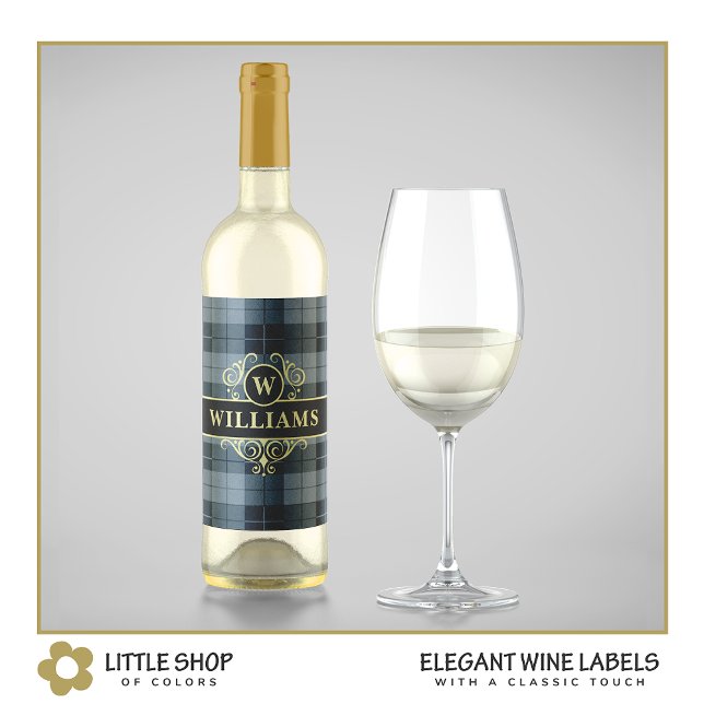 Rótulo De Garrafa De Cerveja Xadrez Dourada Elegante Preta Monograma (Criador carregado)