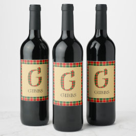 Rótulo De Garrafa De Cerveja Xadrez Gibbs Monograma G